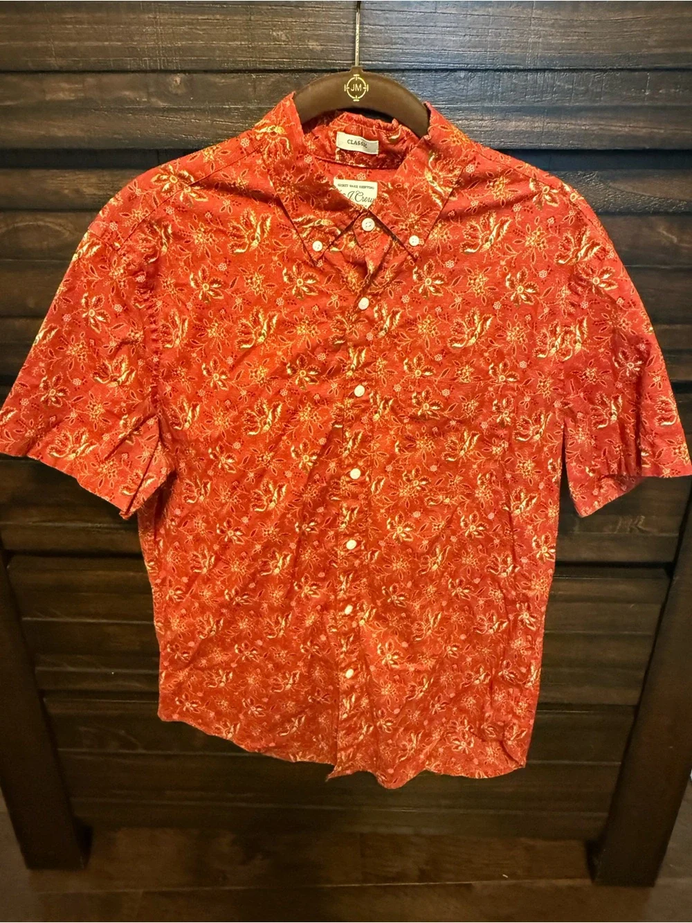 J.Crew Secret Wash Men’s Medium Red Floral Print Short Sleeve Shirt